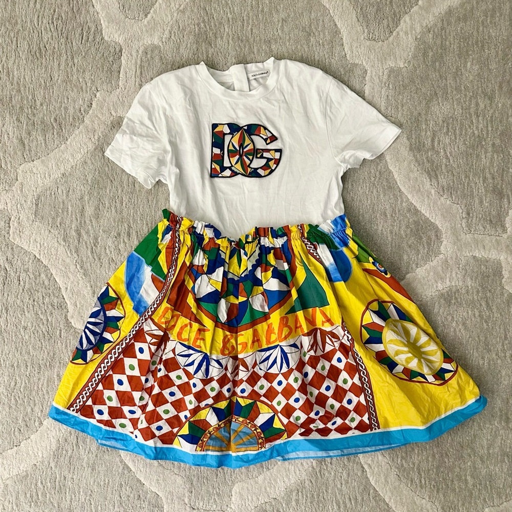 Dolce & Gabbana Red and Blue Patterned Dress